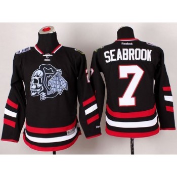Blackhawks #7 Brent Seabrook Black(White Skull) 2014 Stadium Series Stitched Youth NHL Jersey Blackhawks #7 Brent Seabrook Black(White Skull) 2014 Stadium Series Stitched Youth NHL Jersey