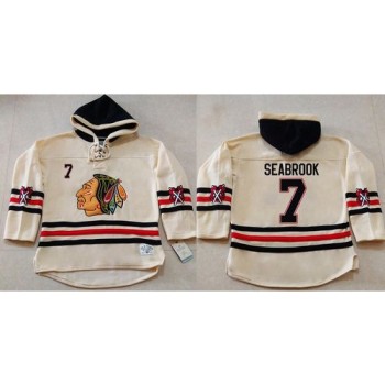 Blackhawks #7 Brent Seabrook Cream Heavyweight Pullover Hoodie Stitched NHL Jersey Blackhawks #7 Brent Seabrook Cream Heavyweight Pullover Hoodie Stitched NHL Jersey