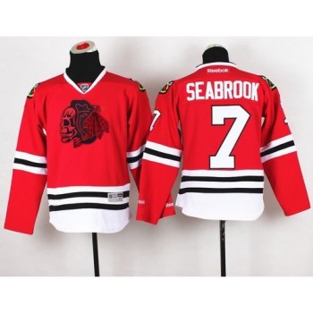 Blackhawks #7 Brent Seabrook Red(Red Skull) Stitched Youth NHL Jersey Blackhawks #7 Brent Seabrook Red(Red Skull) Stitched Youth NHL Jersey