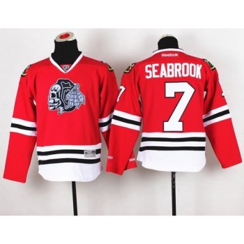 Blackhawks #7 Brent Seabrook Red(White Skull) Stitched Youth NHL Jersey Blackhawks #7 Brent Seabrook Red(White Skull) Stitched Youth NHL Jersey