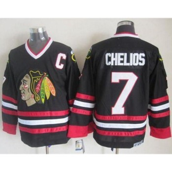 Blackhawks #7 Chris Chelios Black CCM Throwback Stitched NHL Jersey Blackhawks #7 Chris Chelios Black CCM Throwback Stitched NHL Jersey