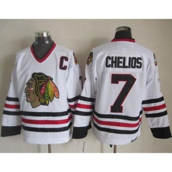 Blackhawks #7 Chris Chelios White CCM Throwback Stitched NHL Jersey Blackhawks #7 Chris Chelios White CCM Throwback Stitched NHL Jersey