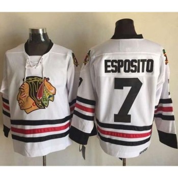 Blackhawks #7 Tony Esposito White CCM Throwback Stitched NHL Jersey Blackhawks #7 Tony Esposito White CCM Throwback Stitched NHL Jersey