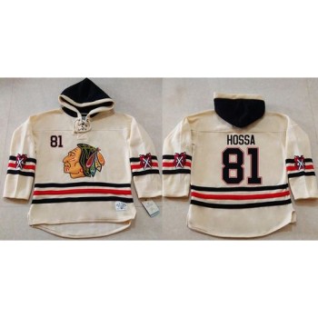 Blackhawks #81 Marian Hossa Cream Heavyweight Pullover Hoodie Stitched NHL Jersey Blackhawks #81 Marian Hossa Cream Heavyweight Pullover Hoodie Stitched NHL Jersey