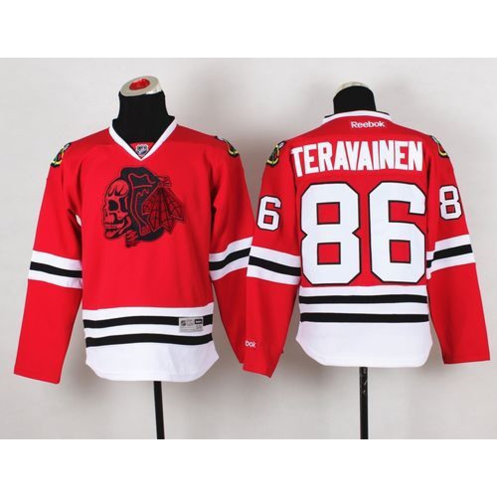 Blackhawks #86 Teuvo Teravainen Red(Red Skull) Stitched Youth NHL Jersey