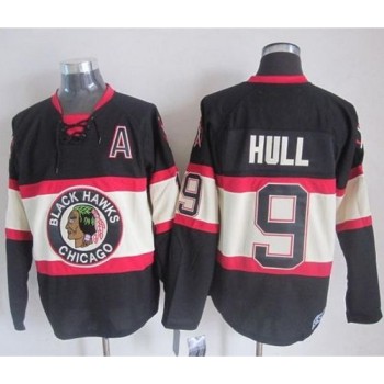 Blackhawks #9 Bobby Hull Black Third CCM Stitched NHL Jersey