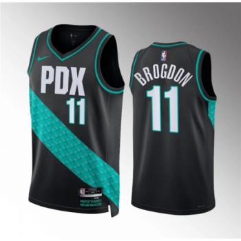Men's Portland Trail Blazers #11 Malcolm Brogdon 2022/23 Black City Edition Stitched Basketball Jersey
