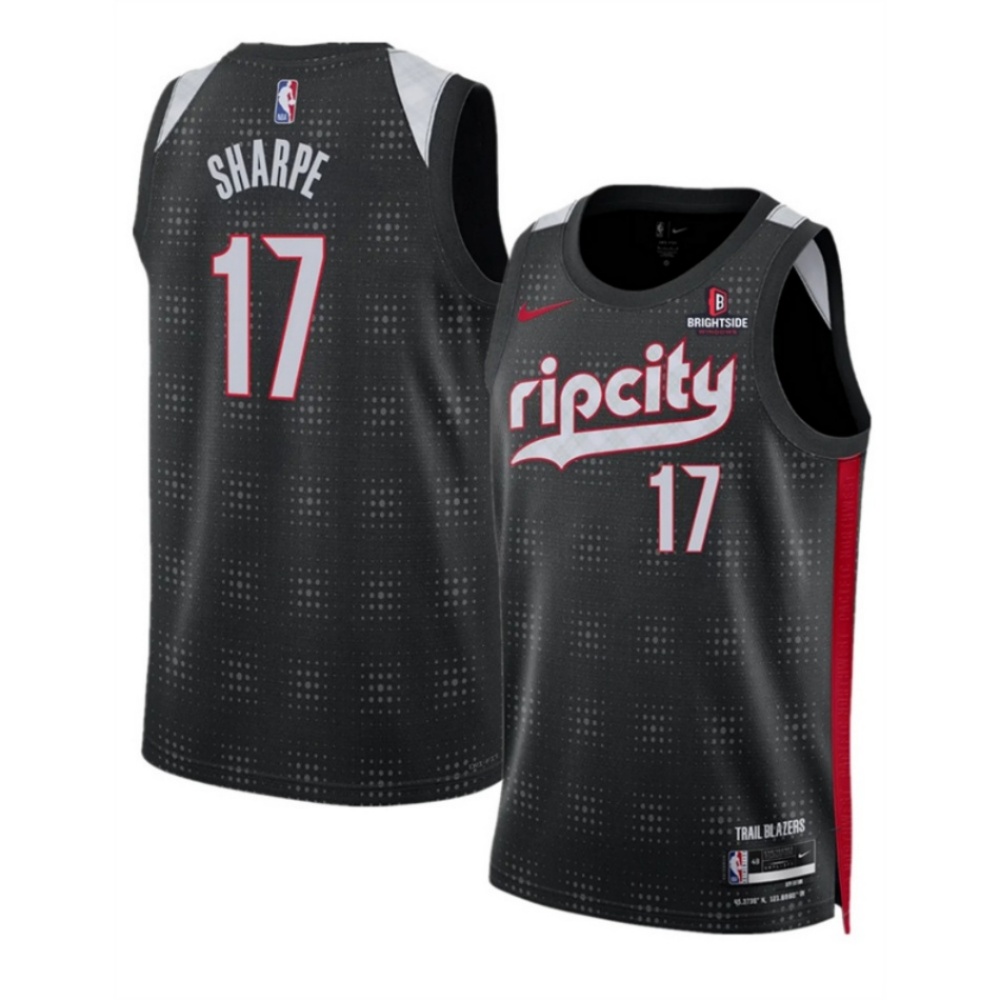 Men's Portland Trail Blazers #17 Shaedon Sharpe Black 2024/25 City Edition Edition Stitched Basketball Jersey