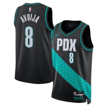 Men's Portland Trail Blazers #8 Deni Avdija Black 2025/26 City Edition Edition Stitched Basketball Jersey