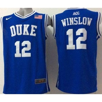 Blue Devils #12 Justise Winslow Blue Basketball Stitched NCAA Jersey