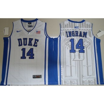 Blue Devils #14 Brandon Ingram White Basketball Elite V Neck Stitched NCAA Jersey