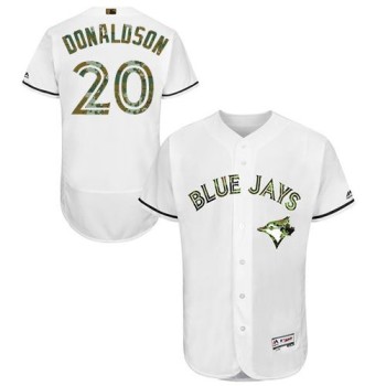 Blue Jays #20 Josh Donaldson White Flexbase Authentic Collection 2016 Memorial Day Stitched MLB Jersey