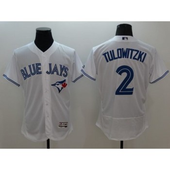 Blue Jays #2 Troy Tulowitzki White Flexbase Authentic Collection Stitched MLB Jersey