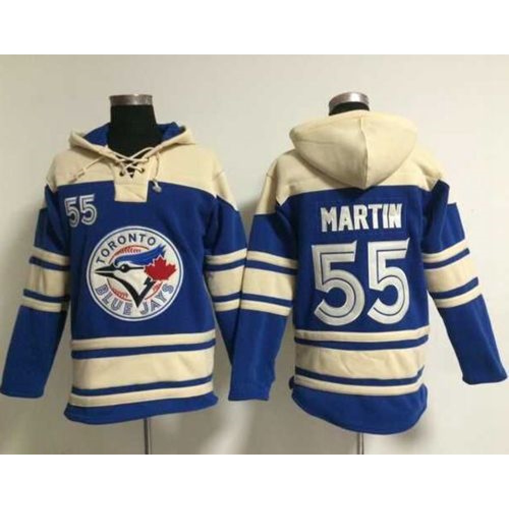 Blue Jays #55 Russell Martin Blue Sawyer Hooded Sweatshirt MLB Hoodie