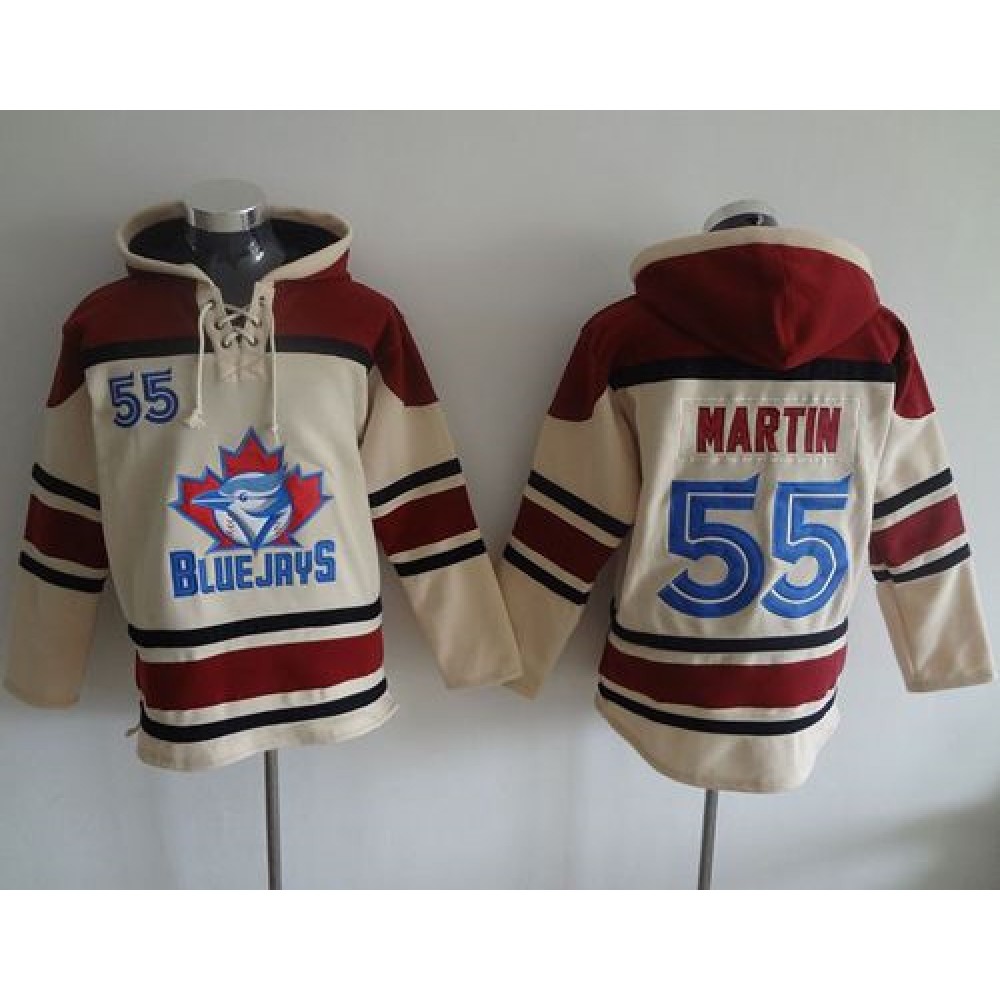 Blue Jays #55 Russell Martin Cream Sawyer Hooded Sweatshirt MLB Hoodie