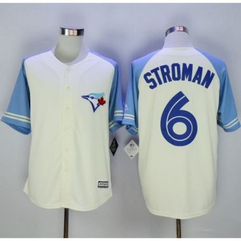 Blue Jays #6 Marcus Stroman Cream/Blue Exclusive New Cool Base Stitched MLB Jersey