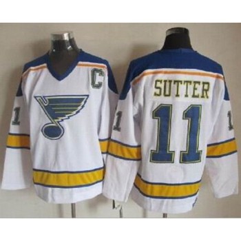 Blues #11 Brian Sutter White/Yellow CCM Throwback Stitched NHL Jersey Blues #11 Brian Sutter White/Yellow CCM Throwback Stitched NHL Jersey