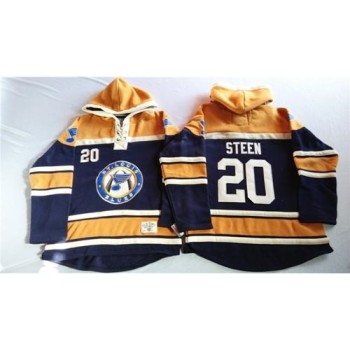 Blues #20 Alexander Steen Navy Blue/Gold Sawyer Hooded Sweatshirt Stitched NHL Jersey