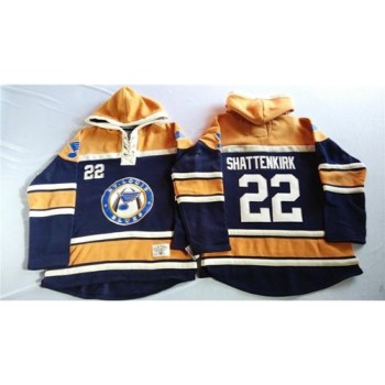 Blues #22 Kevin Shattenkirk Navy Blue/Gold Sawyer Hooded Sweatshirt Stitched NHL Jersey