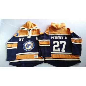 Blues #27 Alex Pietrangelo Navy Blue/Gold Sawyer Hooded Sweatshirt Stitched NHL Jersey
