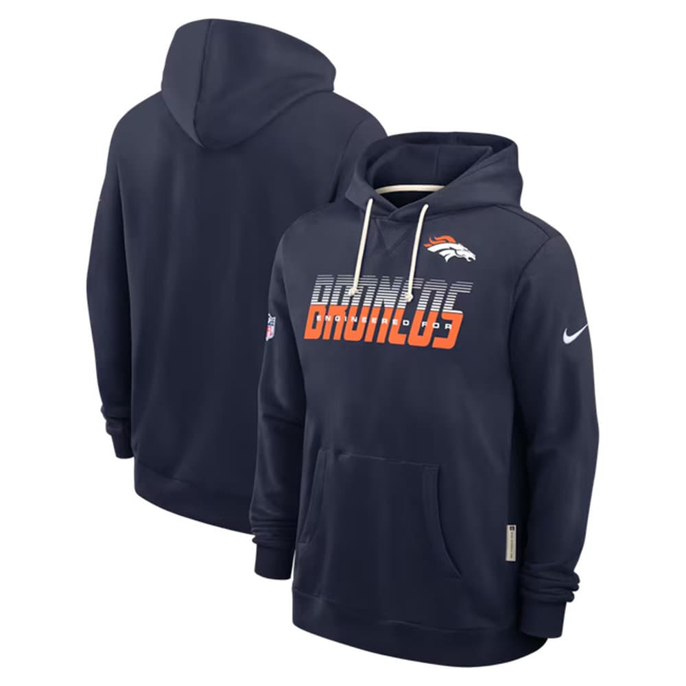 Men's Denver Broncos Navy Sideline Standard Issue Top Prospect Dri-FIT Hoodie