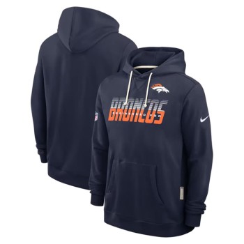Men's Denver Broncos Navy Sideline Standard Issue Top Prospect Dri-FIT Hoodie