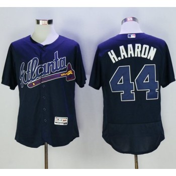 Braves #44 Hank Aaron Navy Blue Flexbase Authentic Collection Stitched MLB Jersey