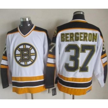 Bruins #37 Patrice Bergeron White/Black CCM Throwback Stitched NHL Jersey Bruins #37 Patrice Bergeron White/Black CCM Throwback Stitched NHL Jersey
