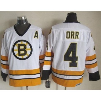 Bruins #4 Bobby Orr White/Yellow CCM Throwback Stitched NHL Jersey Bruins #4 Bobby Orr White/Yellow CCM Throwback Stitched NHL Jersey