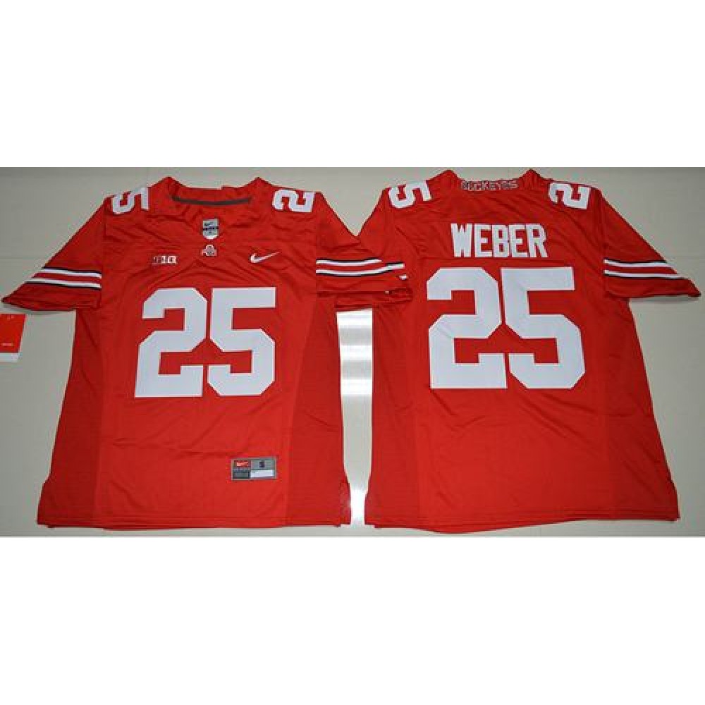 Buckeyes #25 Mike Weber Jr. Red Stitched NCAA Jersey