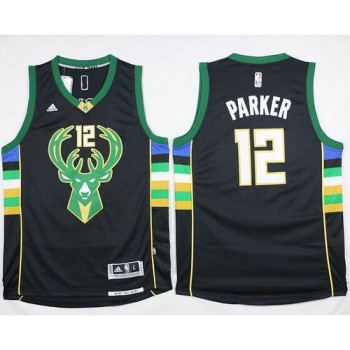 Bucks #12 Jabari Parker Black Alternate Stitched NBA Jersey Bucks #12 Jabari Parker Black Alternate Stitched NBA Jersey