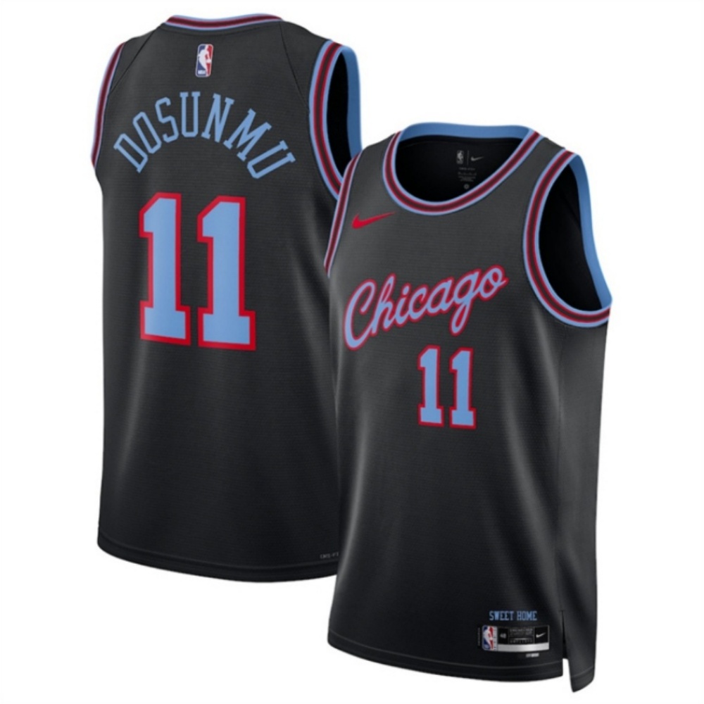 Men's Chicago Bulls #11 Ayo Dosunmu Black 2025/26 City Edition Stitched Basketball Jersey
