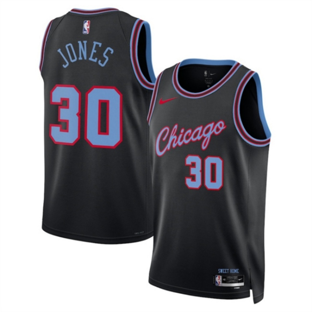 Men's Chicago Bulls #30 Tre Jones Black 2025/26 City Edition Stitched Basketball Jersey