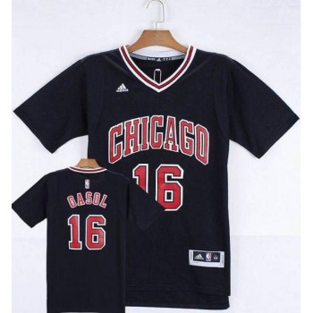 Bulls #16 Pau Gasol Black Short Sleeve Stitched NBA Jersey Bulls #16 Pau Gasol Black Short Sleeve Stitched NBA Jersey