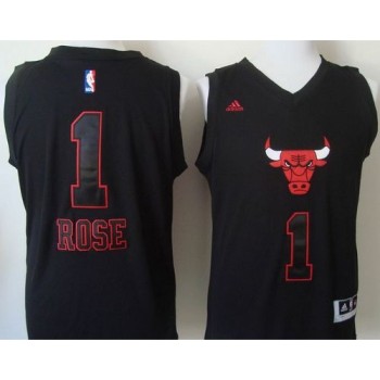 Bulls #1 Derrick Rose Black New Fashion Stitched NBA Jersey Bulls #1 Derrick Rose Black New Fashion Stitched NBA Jersey