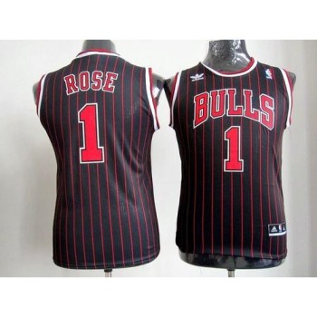 Bulls #1 Derrick Rose Black(Red Strip) Stitched Youth NBA Jersey Bulls #1 Derrick Rose Black(Red Strip) Stitched Youth NBA Jersey