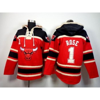 Bulls #1 Derrick Rose Red Sawyer Hooded Sweatshirt NBA Hoodie Bulls #1 Derrick Rose Red Sawyer Hooded Sweatshirt NBA Hoodie