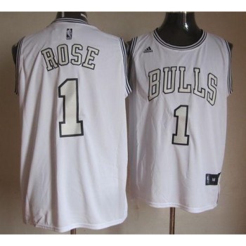 Bulls #1 Derrick Rose White On White Stitched NBA Jersey Bulls #1 Derrick Rose White On White Stitched NBA Jersey