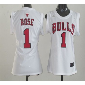 Bulls #1 Derrick Rose White Women Fashion Stitched NBA Jersey Bulls #1 Derrick Rose White Women Fashion Stitched NBA Jersey