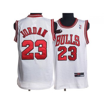Bulls #23 Michael Jordan Stitched White Champion Patch NBA Jersey Bulls #23 Michael Jordan Stitched White Champion Patch NBA Jersey