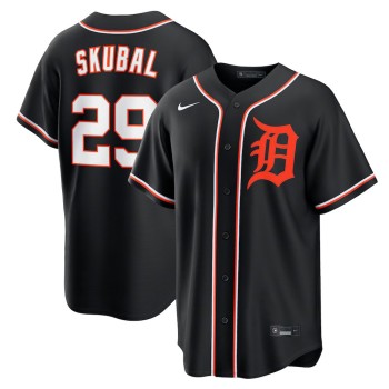 Men's Detroit Tigers #29 Tarik Skubal Fashion Replica Black Out Jersey Men's Detroit Tigers #29 Tarik Skubal Fashion Replica Black Out Jersey