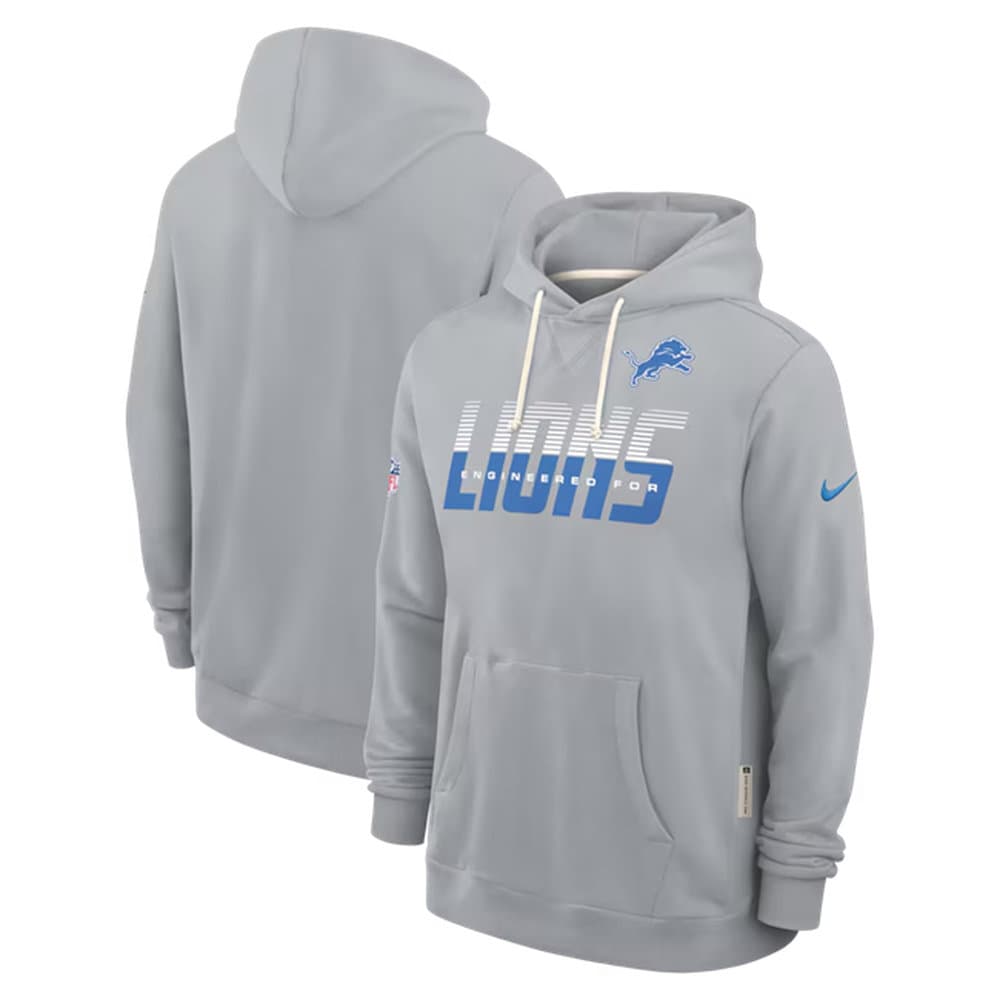 Men's Detroit Lions Gray Sideline Standard Issue Top Prospect Dri-FIT Hoodie