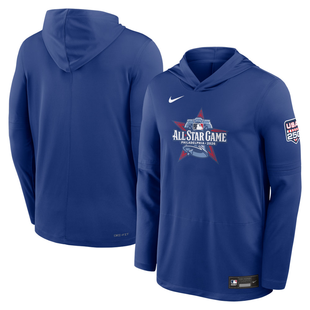 Men's 2026 MLB All-Star Game Nike Royal Authentic Collection Dri-FIT Long Sleeve Hooded T-Shirt