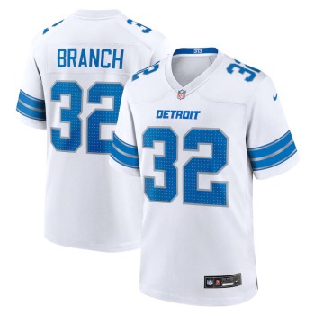 Men's Detroit Lions #32 Brian Branch Nike White Game Jersey
