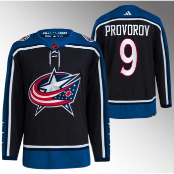 Men's Columbus Blue Jackets #9 Ivan Provorov Black 2022-23 Reverse Retro Stitched Premium Jersey Men's Columbus Blue Jackets #9 Ivan Provorov Black 2022-23 Reverse Retro Stitched Premium Jersey