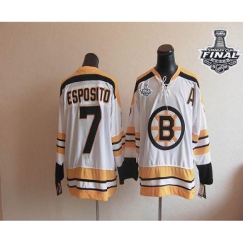 CCM Throwback Bruins Stanley Cup Finals Patch #7 Phil Esposito White Stitched NHL Jersey CCM Throwback Bruins Stanley Cup Finals Patch #7 Phil Esposito White Stitched NHL Jersey