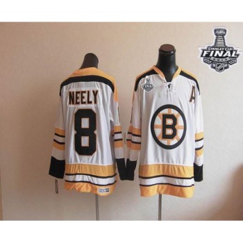 CCM Throwback Bruins Stanley Cup Finals Patch #8 Cam Neely White Stitched NHL Jersey