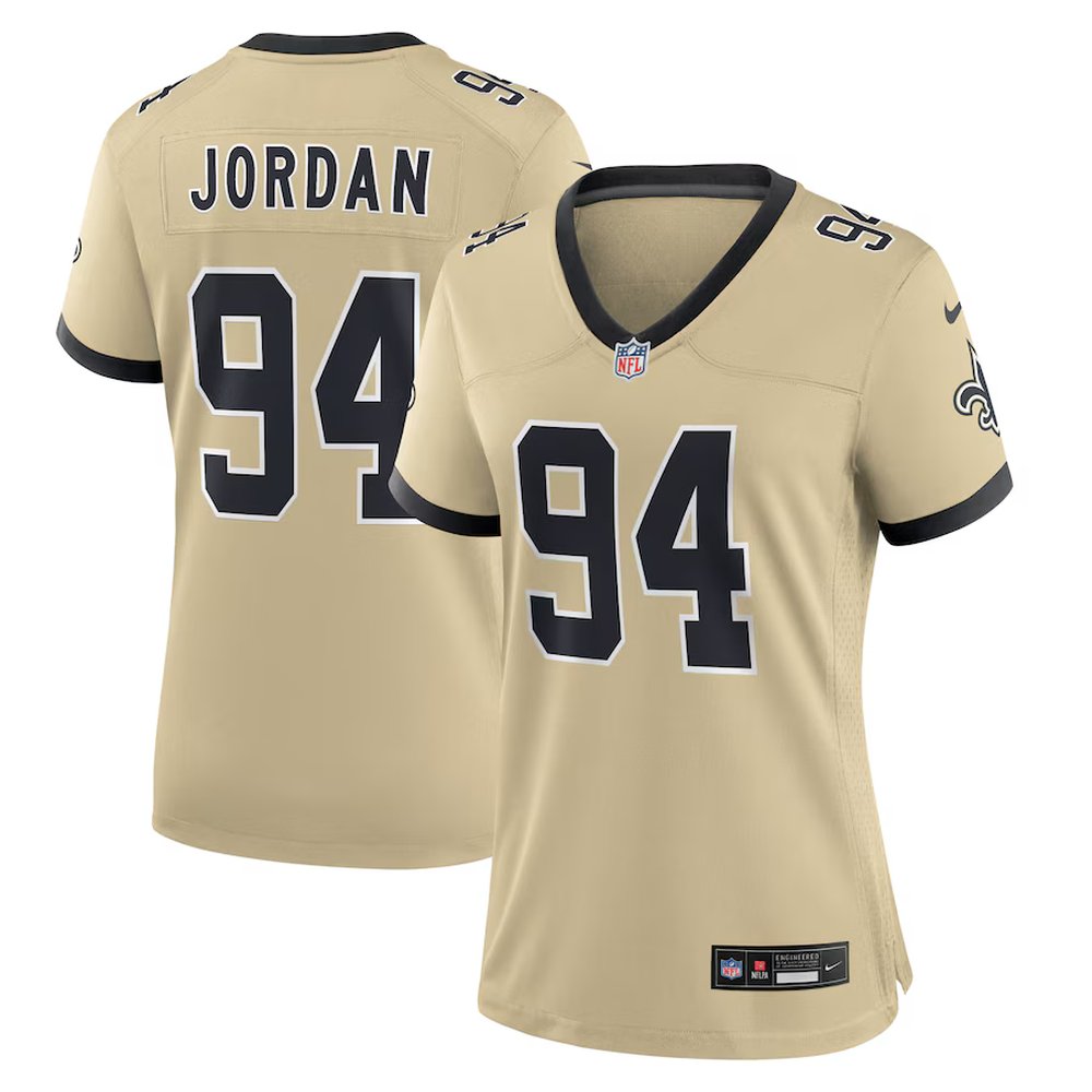 Women's New Orleans Saints #94 Cameron Jordan Gold Gameday Golds Alternate Game Player Jersey Women's New Orleans Saints #94 Cameron Jordan Gold Gameday Golds Alternate Game Player Jersey