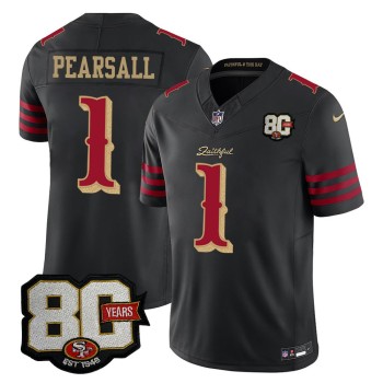 Youth San Francisco 49ers #1 Ricky Pearsall Black 80 Anniversary Rivalries Collection Vapor F.U.S.E. Limited Jersey