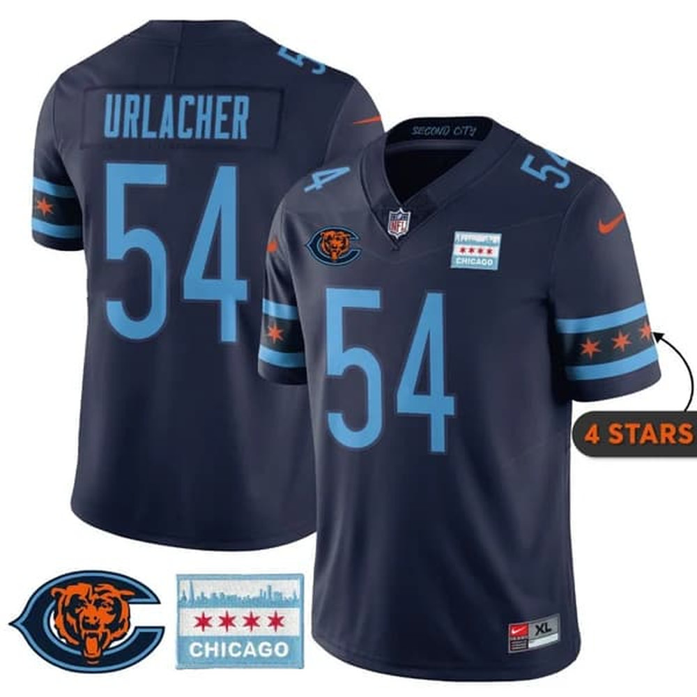 Youth Chicago Bears #54 Brian Urlacher Navy City Edition With Chicago Flag Vapor F.U.S.E. Untouchable Limited Jersey